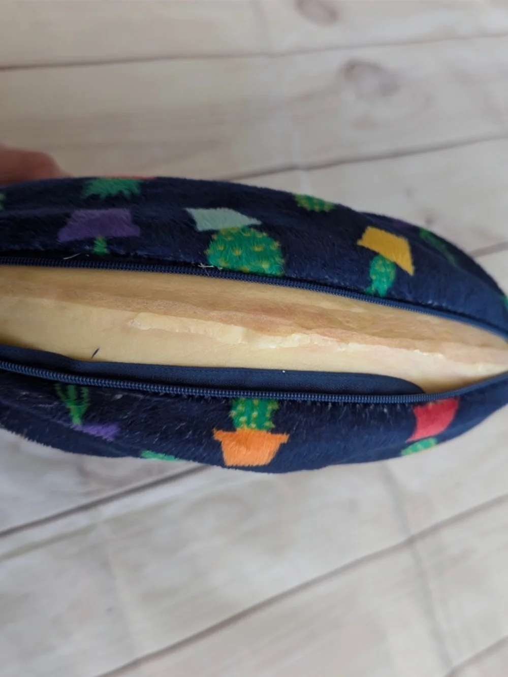 Travel Neck Airplane Pillow Memory Foam Neck Support Blue Cactus Print velvet